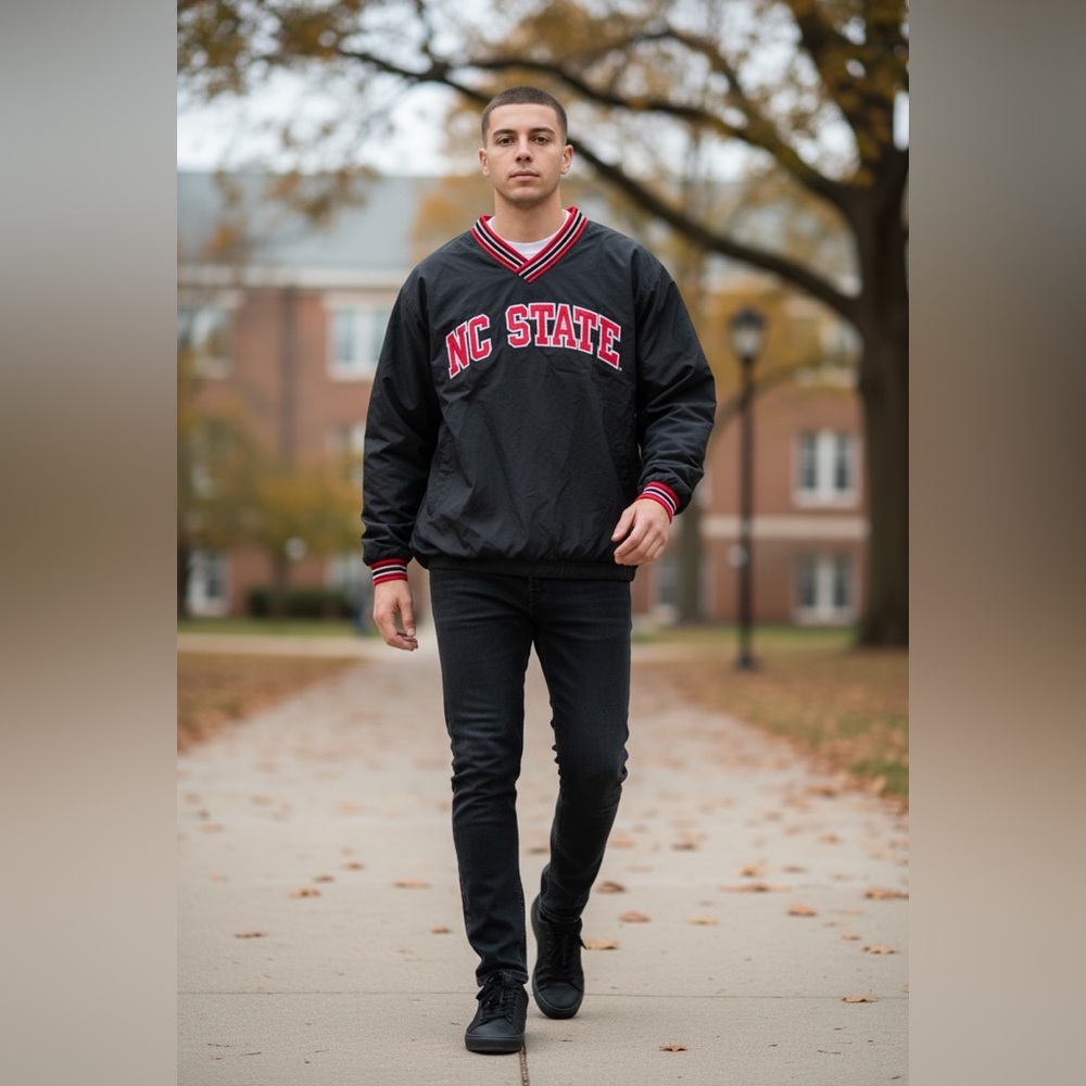 Champion Black and Red NC State Windbreaker